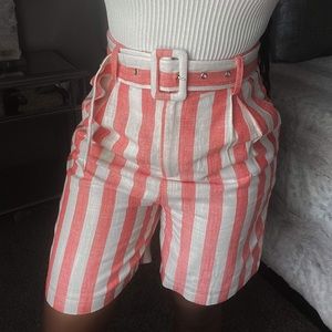 Striped mid-length shorts